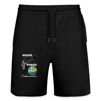 Ignore Gravity - Stanley/Stella Trainer Unisex Organic Jogging Shorts - black - Front - Nik (191cm) & Marisol (170cm)