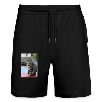chat, chaton - Short de jogging bio TRAINER Stanley/Stella unisexe - noir - Devant - Nik (191cm) & Marisol (170cm)