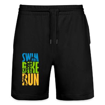 Swim Bike Run - Stanley/Stella Unisex Bio Joggingshorts Trainer  - Schwarz - Vorne - Nik (191cm) & Marisol (170cm)