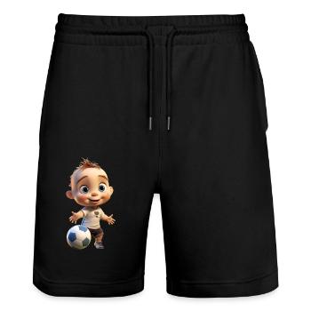 Garçon footballeur - Short de jogging bio TRAINER Stanley/Stella unisexe - noir - Devant - Nik (191cm) & Marisol (170cm)