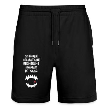 Gothique célibataire - Short de jogging bio TRAINER Stanley/Stella unisexe - noir - Devant - Nik (191cm) & Marisol (170cm)