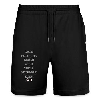 Funny Cat Sayings gifts for cat lovers - Stanley/Stella Trainer Unisex Organic Jogging Shorts - black - Front - Nik (191cm) & Marisol (170cm)