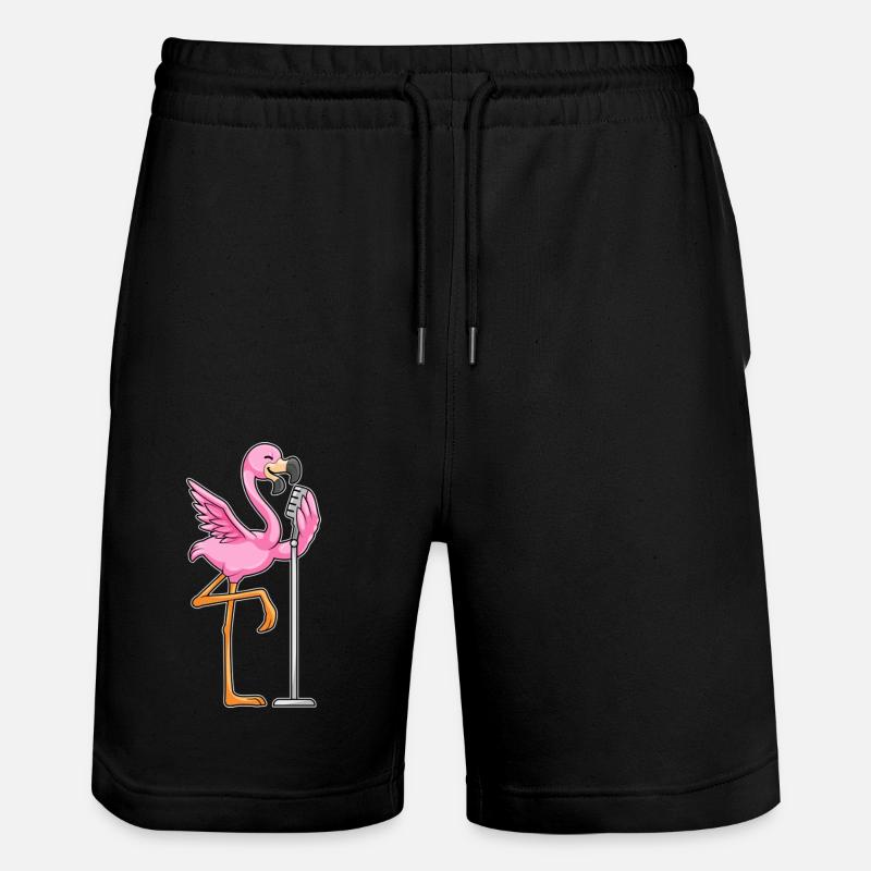 Flamingo beim Singen mit Mikrofon - Stanley/Stella Unisex Bio Joggingshorts Trainer  - Schwarz