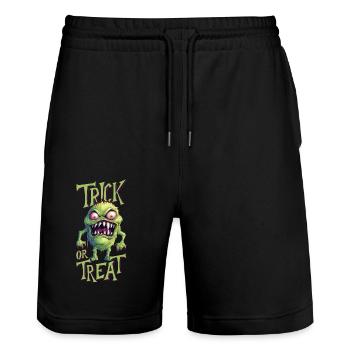 Halloween Monster Trick Or Treat Spooky Horror - Stanley/Stella Trainer Unisex Organic Jogging Shorts - black - Front - Nik (191cm) & Marisol (170cm)