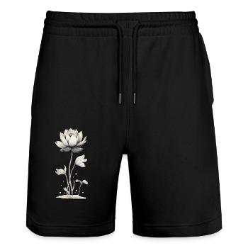 Nénuphar en fleur de lotus - Short de jogging bio TRAINER Stanley/Stella unisexe - noir - Devant - Nik (191cm) & Marisol (170cm)