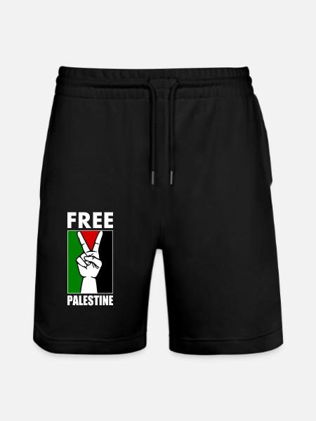 Free palestine Peace sign victory sign hand - Stanley/Stella Trainer Unisex Organic Jogging Shorts - black