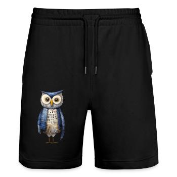 Mystic Owl Night Tee - Bezaubernd & Einzigartig - Stanley/Stella Unisex Bio Joggingshorts Trainer  - Schwarz - Vorne - Nik (191cm) & Marisol (170cm)