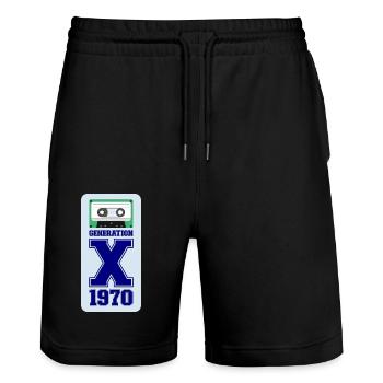 1970 Generation X disco - Stanley/Stella Trainer Unisex Organic Jogging Shorts - black - Front - Nik (191cm) & Marisol (170cm)