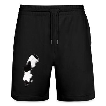 Sweden map framed real football - Stanley/Stella Trainer Unisex Organic Jogging Shorts - black - Front - Nik (191cm) & Marisol (170cm)