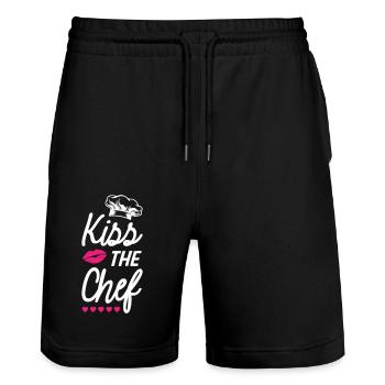 Embrassez le chef - Short de jogging bio TRAINER Stanley/Stella unisexe - noir - Devant - Nik (191cm) & Marisol (170cm)