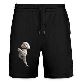 Bichon Frisé - Stanley/Stella Unisex Bio Joggingshorts Trainer  - Schwarz - Vorne - Nik (191cm) & Marisol (170cm)