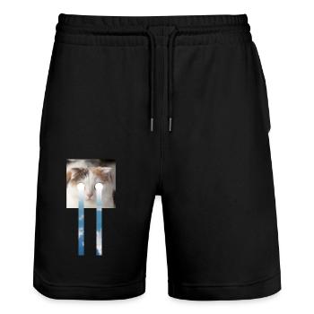 THE CAT AND THE SKY - Stanley/Stella Trainer Unisex Organic Jogging Shorts - black - Front - Nik (191cm) & Marisol (170cm)