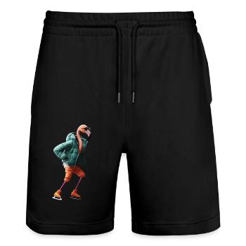 Flamingo - Stanley/Stella Unisex Bio Joggingshorts Trainer  - Schwarz - Vorne - Nik (191cm) & Marisol (170cm)