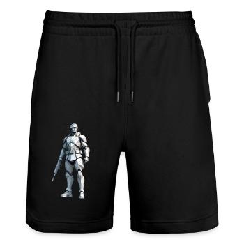 Soldat - Low Poly Army Design - Stanley/Stella Unisex Bio Joggingshorts Trainer  - Schwarz - Vorne - Nik (191cm) & Marisol (170cm)