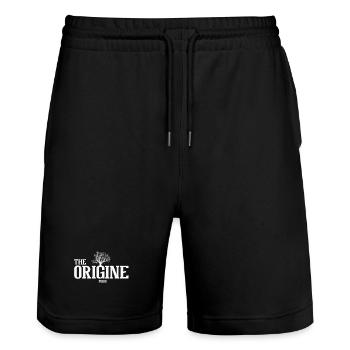 the origines paris white - Short de jogging bio TRAINER Stanley/Stella unisexe - noir - Devant - Nik (191cm) & Marisol (170cm)