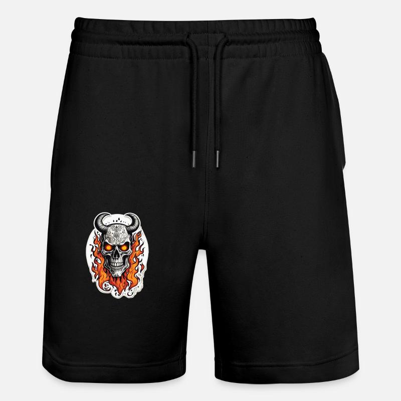 Horned skull | Fired beard - Stanley/Stella Trainer Unisex Organic Jogging Shorts - black