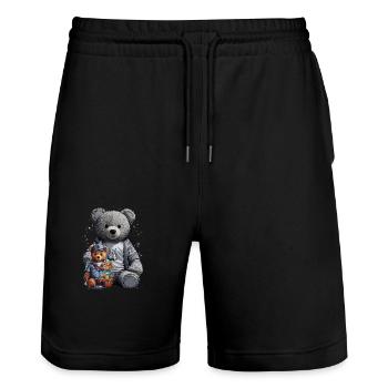 3 ours en peluche - Short de jogging bio TRAINER Stanley/Stella unisexe - noir - Devant - Nik (191cm) & Marisol (170cm)
