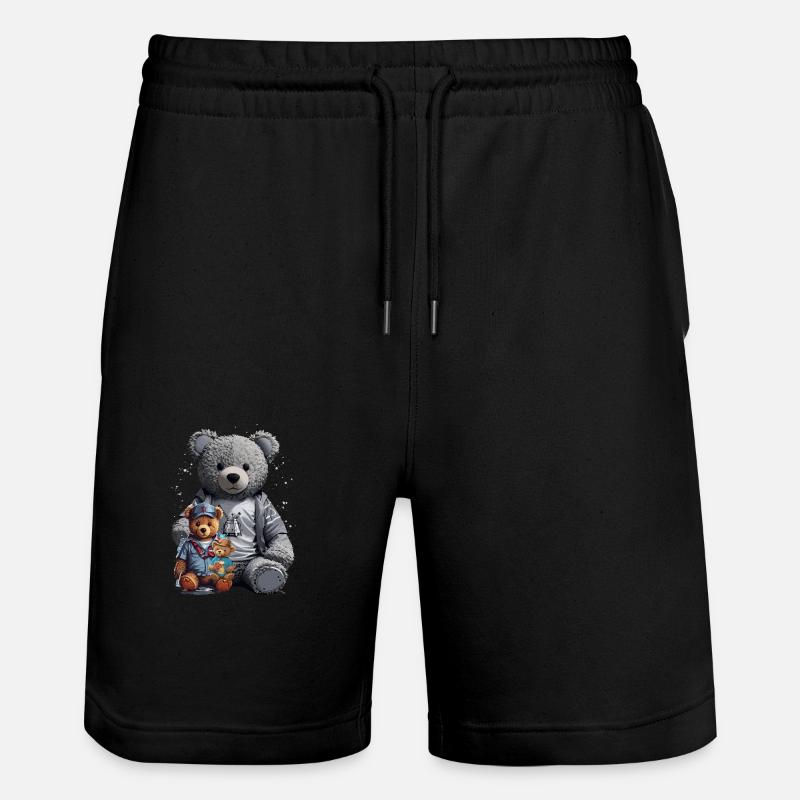 3 Teddy Bears - Stanley/Stella Trainer Unisex Organic Jogging Shorts - black