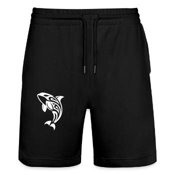 Style de tatouage d’orque sautant - Short de jogging bio TRAINER Stanley/Stella unisexe - noir - Devant - Nik (191cm) & Marisol (170cm)