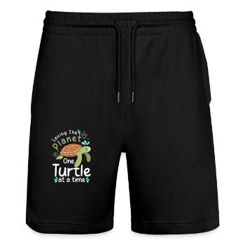 Conservation des espèces animales marines - Short de jogging bio TRAINER Stanley/Stella unisexe - noir - Devant - Nik (191cm) & Marisol (170cm)