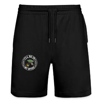 I'll be in my office the Garden Work with Flowers - Stanley/Stella Trainer Unisex Organic Jogging Shorts - black - Front - Nik (191cm) & Marisol (170cm)