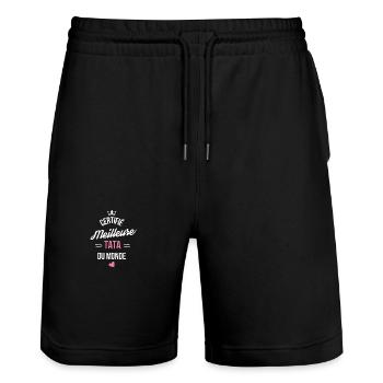 certifié meilleure tata du monde - Short de jogging bio TRAINER Stanley/Stella unisexe - noir - Devant - Nik (191cm) & Marisol (170cm)