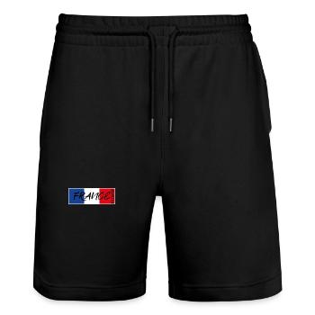 FRANKREICH FRANCE FLAGGE BAND ABZEICHEN - Stanley/Stella Unisex Bio Joggingshorts Trainer  - Schwarz - Vorne - Nik (191cm) & Marisol (170cm)