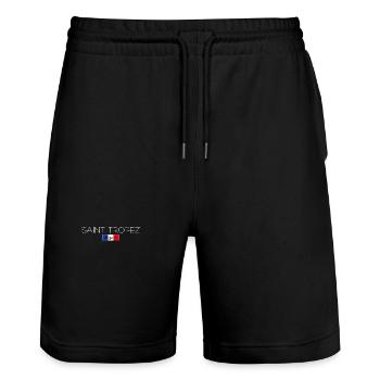 SAINT-TROPEZ FRANCE HOLIDAY SUMMER PARTY (w) - Stanley/Stella Trainer Unisex Organic Jogging Shorts - black - Front - Nik (191cm) & Marisol (170cm)