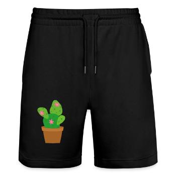 Kaktus - Stanley/Stella Unisex Bio Joggingshorts Trainer  - Schwarz - Vorne - Nik (191cm) & Marisol (170cm)