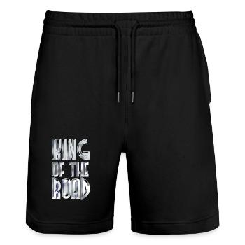King of the Road -White Steel - Stanley/Stella Trainer Unisex Organic Jogging Shorts - black - Front - Nik (191cm) & Marisol (170cm)