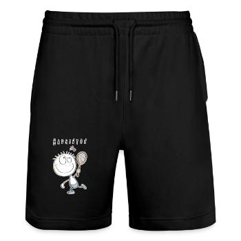 Cool badminton player male - Stanley/Stella Trainer Unisex Organic Jogging Shorts - black - Front - Nik (191cm) & Marisol (170cm)