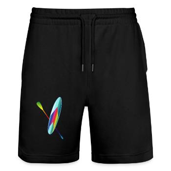 Stand up paddling farbenfrohes Paddle Board - Stanley/Stella Unisex Bio Joggingshorts Trainer  - Schwarz - Vorne - Nik (191cm) & Marisol (170cm)