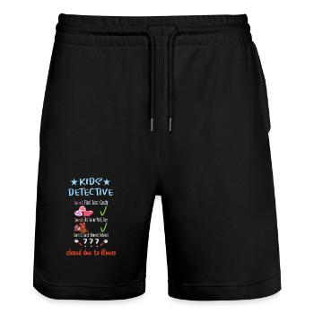 Détective pour enfants - Short de jogging bio TRAINER Stanley/Stella unisexe - noir - Devant - Nik (191cm) & Marisol (170cm)