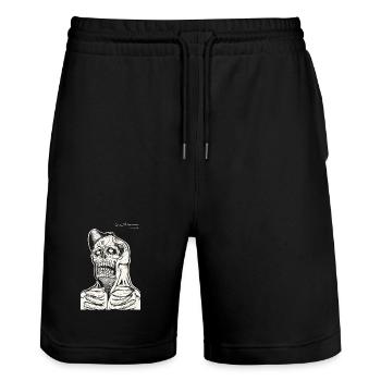 Schädel Hoodie Strichzeichnung - Stanley/Stella Unisex Bio Joggingshorts Trainer  - Schwarz - Vorne - Nik (191cm) & Marisol (170cm)