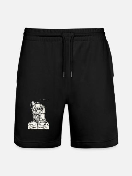 Skull Hoodie Line Drawing - Stanley/Stella Trainer Unisex Organic Jogging Shorts - black