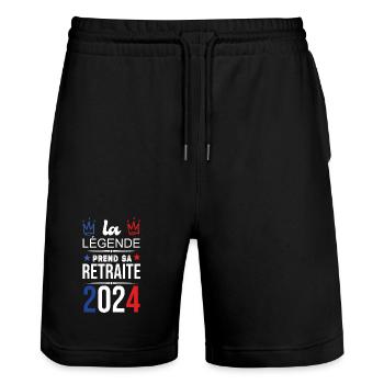 La Légende Prend Sa Retraite 2024 - Short de jogging bio TRAINER Stanley/Stella unisexe - noir - Devant - Nik (191cm) & Marisol (170cm)