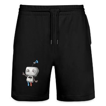 Kleiner Roboter - Stanley/Stella Unisex Bio Joggingshorts Trainer  - Schwarz - Vorne - Nik (191cm) & Marisol (170cm)