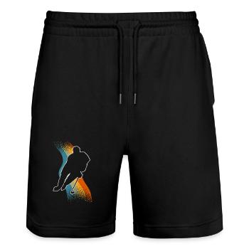 Eishockey - Stanley/Stella Unisex Bio Joggingshorts Trainer  - Schwarz - Vorne - Nik (191cm) & Marisol (170cm)