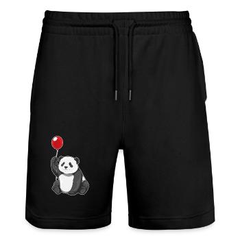 Panda Balloon - Stanley/Stella Trainer Unisex Organic Jogging Shorts - black - Front - Nik (191cm) & Marisol (170cm)