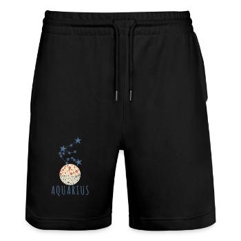The constellation Aquarius - Stanley/Stella Trainer Unisex Organic Jogging Shorts - black - Front - Nik (191cm) & Marisol (170cm)
