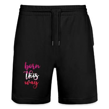 Pride Month - Born This Way - Stanley/Stella Trainer Unisex Organic Jogging Shorts - black - Front - Nik (191cm) & Marisol (170cm)