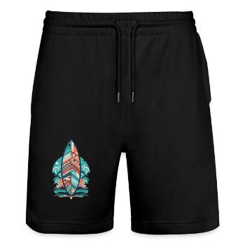 Planche de surf - Short de jogging bio TRAINER Stanley/Stella unisexe - noir - Devant - Nik (191cm) & Marisol (170cm)