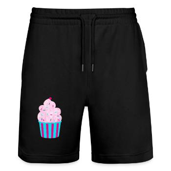 Icecream Cup Deko Eis Streifen Sommer Fun Fan - Stanley/Stella Unisex Bio Joggingshorts Trainer  - Schwarz - Vorne - Nik (191cm) & Marisol (170cm)