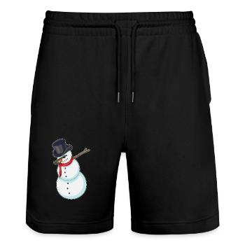 Danse hip-hop de Noël Snowman - Short de jogging bio TRAINER Stanley/Stella unisexe - noir - Devant - Nik (191cm) & Marisol (170cm)
