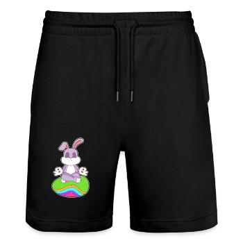 Méditation de Pâques avec un lapin - Short de jogging bio TRAINER Stanley/Stella unisexe - noir - Devant - Nik (191cm) & Marisol (170cm)