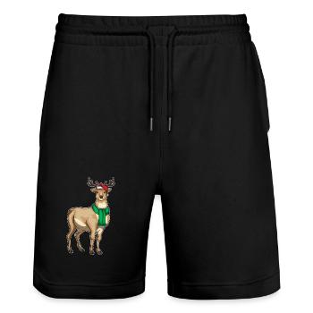 Rentier Weihnachten Winter - Stanley/Stella Unisex Bio Joggingshorts Trainer  - Schwarz - Vorne - Nik (191cm) & Marisol (170cm)