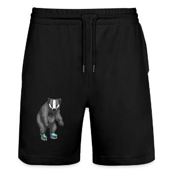 Dachs Eislaufen Schlittschuhe - Stanley/Stella Unisex Bio Joggingshorts Trainer  - Schwarz - Vorne - Nik (191cm) & Marisol (170cm)