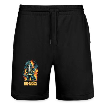 Dragon Fire Brigade - Stanley/Stella Trainer Unisex Organic Jogging Shorts - black - Front - Nik (191cm) & Marisol (170cm)