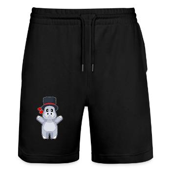 Nilpferd Bräutigam Zylinder Hochzeit - Stanley/Stella Unisex Bio Joggingshorts Trainer  - Schwarz - Vorne - Nik (191cm) & Marisol (170cm)