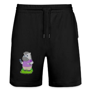 Pferd Friseur Schere Kamm - Stanley/Stella Unisex Bio Joggingshorts Trainer  - Schwarz - Vorne - Nik (191cm) & Marisol (170cm)